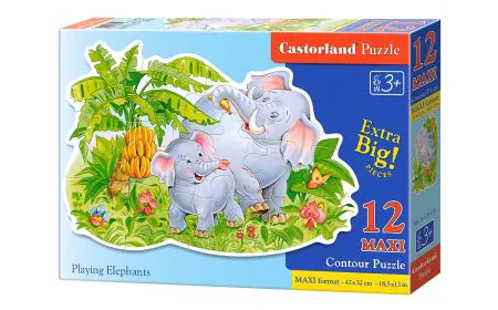 * Castorland Jigsaw Premium Ma xi 12 Pc - Playing Elephants