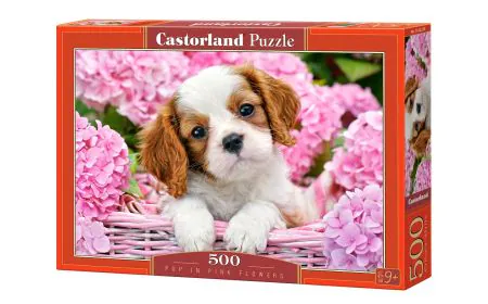 Castorland Jigsaw 500 pc - Pup in Pink Flowers