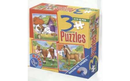 *D-Toys - 3in1 Jigsaw Puzzles (6-9-16 Pcs) Magnetic Farmyard