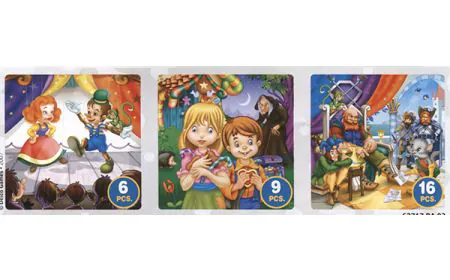 * Deico Games - 3 in 1 Puzzle (6-9-16 Pcs) - Fairytales 2