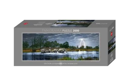 Heye Puzzles - Panorama , 2000 Pc - Herd of Elephants, Editi