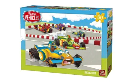King Puzzle Funny Vehicles 50 Pc - Racing Cars