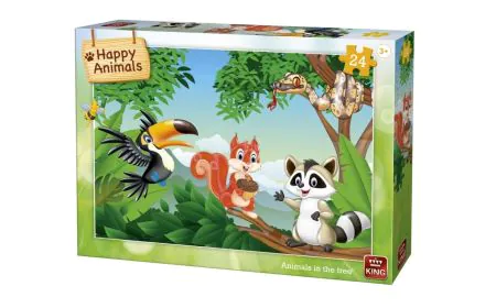 King Puzzle Happy Animals 24 Pc - Animals in Tree