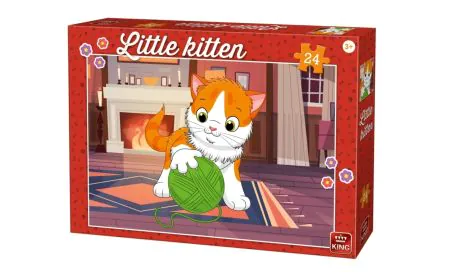 King Puzzle Little Kittens & Dogs 24 Pc - Kitten with Wool
