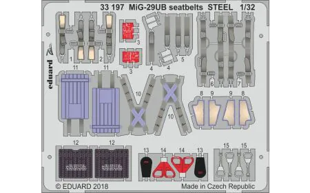 Eduard P-Etch 1:32 - MiG-29UB Flanker-B Seatbelts Steel (Tru