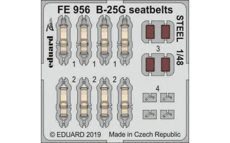 Eduard Photoetch Zoom 1:48 - B-25G seatbelts STEEL