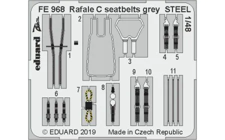Eduard Photoetch Zoom 1:48 - Rafale C seatbelts grey STEEL