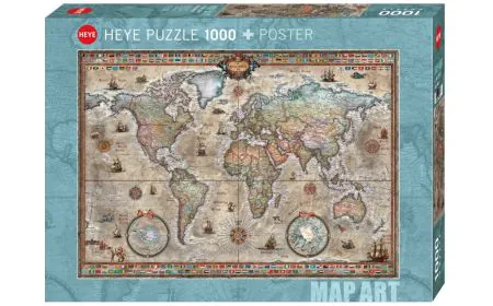 Heye Puzzles - Map Art, 1000 Pc - Retro World
