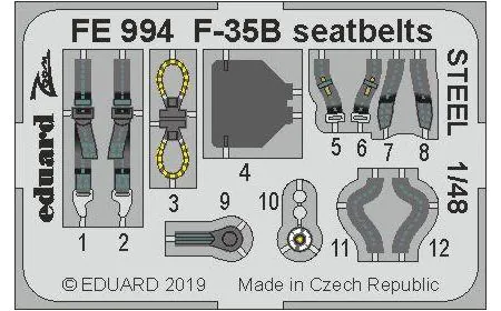 Eduard Photoetch (Zoom) 1:48 - F-35B Seatbelts STEEL (Kitty)