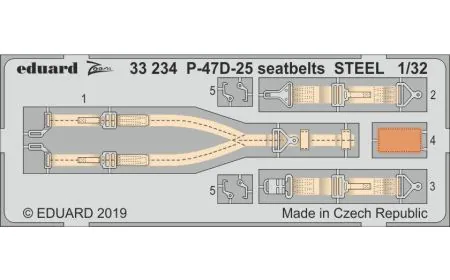 Eduard Photoetch 1:32 - P-47D-25 seatbelts STEEL