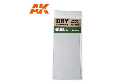 AK Interactive Sandpaper - Dry, 400 Grit, 3 Units