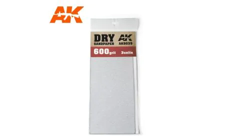 AK Interactive Sandpaper - Dry, 600 Grit, 3 Units