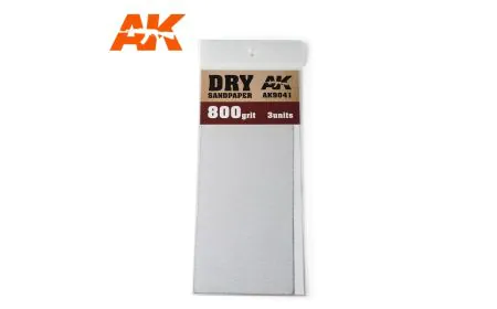 AK Interactive Sandpaper - Dry, 800 Grit, 3 Units