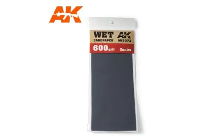 AK Interactive Sandpaper - Wet, 600 Grit, 3 Units