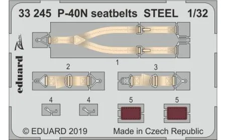 Eduard Photoetch Zoom 1:32 - P-40N seatbelts STEEL
