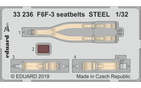 Eduard Photoetch Zoom 1:32 - F6F-3 Seatbelts STEEL
