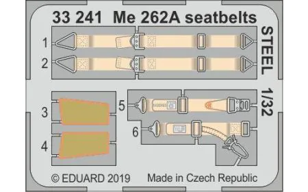 Eduard Photoetch Zoom 1:32 - Me 262A seatbelts STEEL