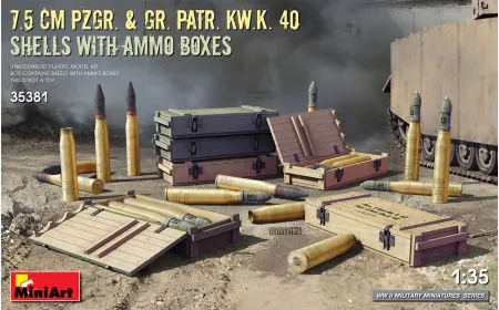 Miniart 1:35 - 7.5cm Pzgr & Kw.K 40 Shells & Ammo Boxes