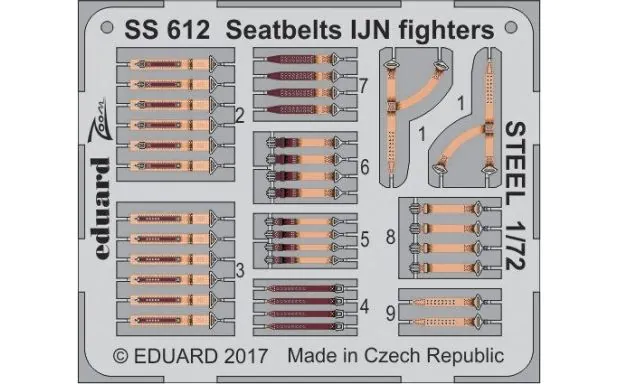 Eduard Photoetch (Zoom) 1:72 - Seatbelts IJN Fighters Steel
