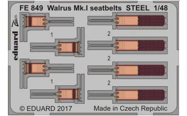 Eduard Photoetch Zoom 1:48 - Walrus Mk.I Seatbelts Steel