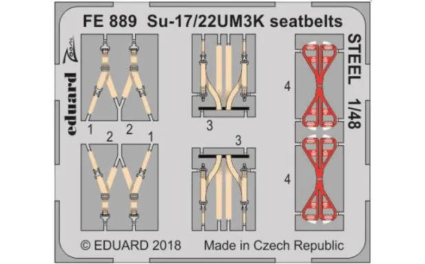 Eduard Photoetch (Zoom) 1:48 - Su-17/22UM3K Seatbelts Steel