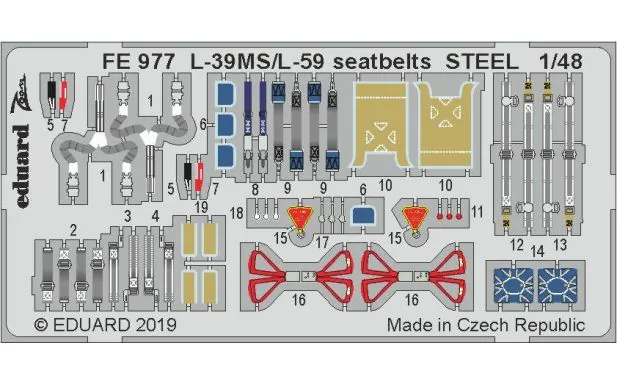 Eduard P-Etch (Zoom) 1:48 - L-39MS/L-59 seatbelts STEEL