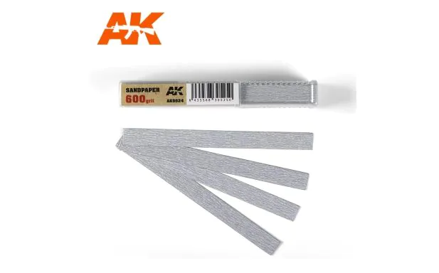 AK Interactive Sandpaper - Dry, 600 grit x 50 Units