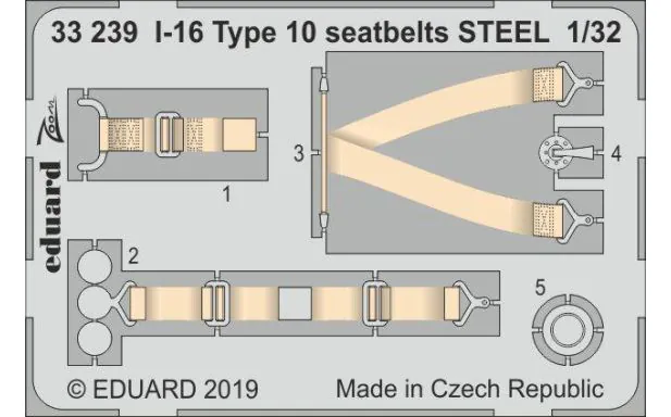 Eduard Photoetch Zoom 1:32 - I-16 Type 10 Seatbelts STEEL