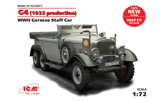 ICM 1:72 - G4 (1935), WWII German Staff Car (snap fit)